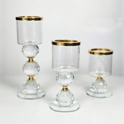 Set of 3 Gold Candle Holders