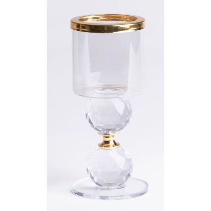 Set of 3 Gold/Clear Candle Holders