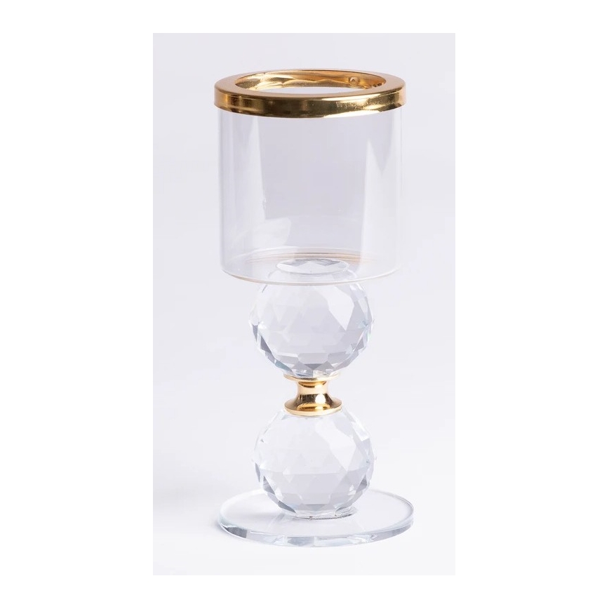 Set of 3 Gold/Clear Candle Holders
