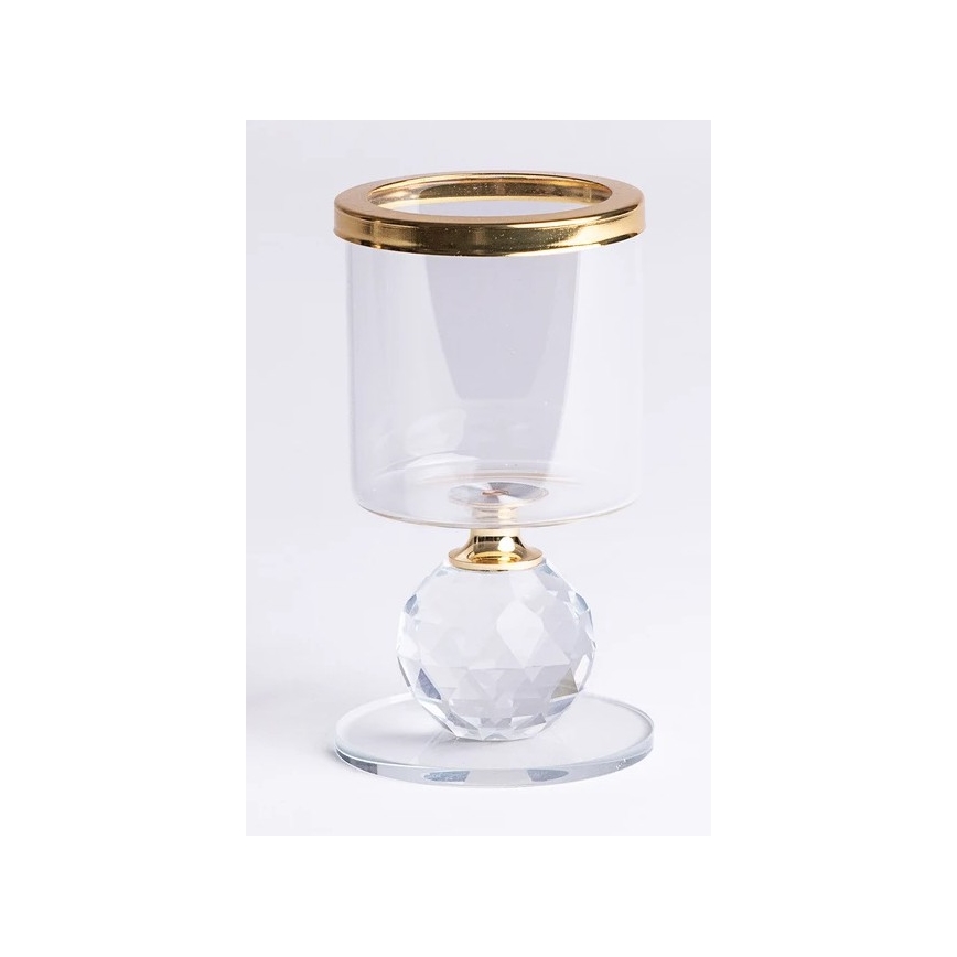 Set of 3 Gold/Clear Candle Holders