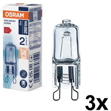 Set of 3 HALOPIN Oven Bulbs G9/25W/230V 2700K - Osram