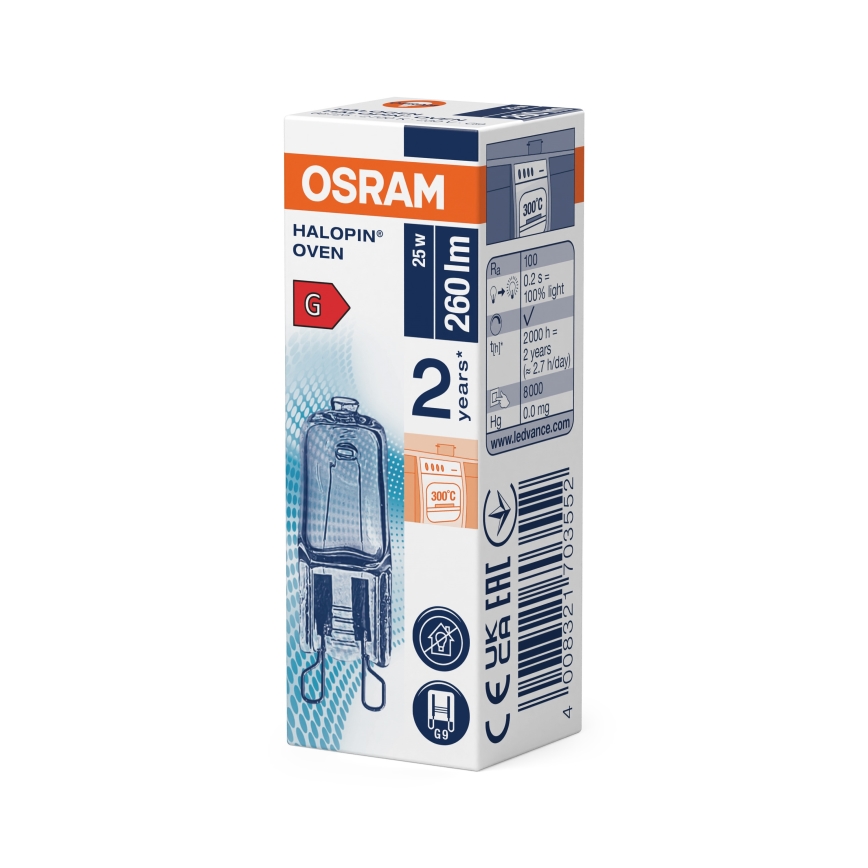 Set of 3 HALOPIN Oven Bulbs G9/25W/230V 2700K - Osram
