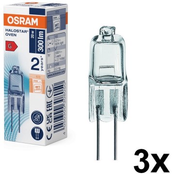 Set of 3 HALOSTAR G4/20W/12V 2700K Oven Bulbs - Osram