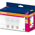 Set of 3 LED A60 bulbs E27, 10W, 230V, 3000K - Osram