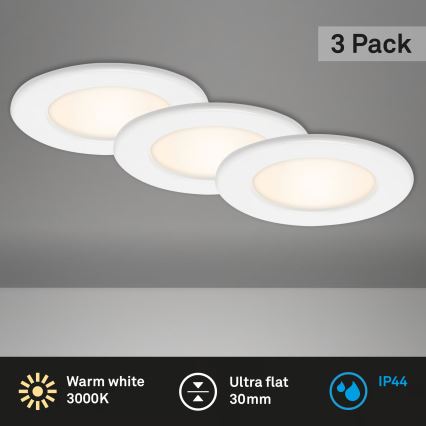 Set of 3 LED bathroom recessed downlights LED/6W/230V 3000K IP44 white