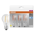 Set of 3 LED bulbs BASE CLASSIC FILAMENT A60 E27/7.5W/230V 4000K - Osram