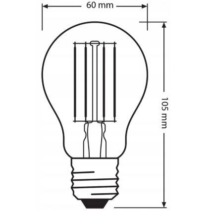 Set of 3 LED bulbs BASE CLASSIC FILAMENT A60 E27/7.5W/230V 4000K - Osram