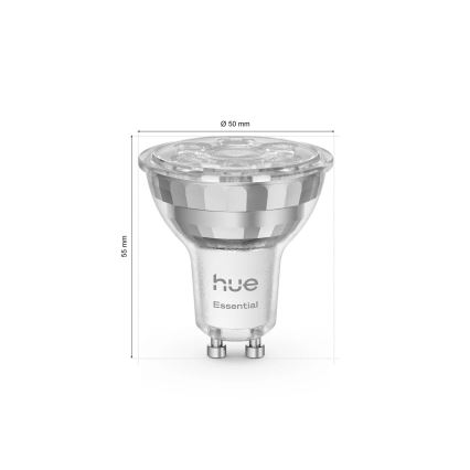 Set of 3 Philips Hue White and Color Ambiance Essential GU10 dimmable LED bulbs, 4.7W, 230V, 2200–6500K