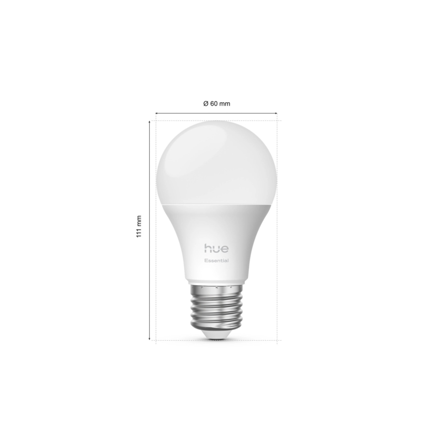 Pack of 3 Philips Hue White and Color Ambiance Essential Dimmable LED Bulbs E27, 8W, 230V, 2200–6500K