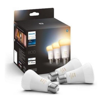 Set of 3 Philips Hue WHITE AMBIANCE A60 E27 LED Dimmable Bulbs, 6W/230V, 2200-6500K