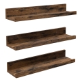 Set of 3 SHELFY wall-mounted shelves, 38 × 5 × 10 cm, brown