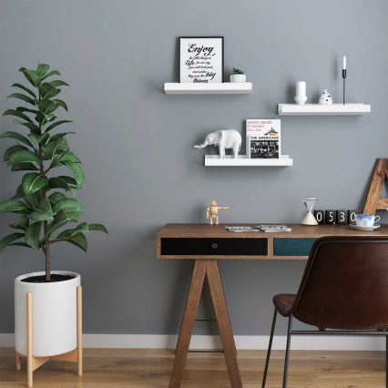 Set of 3 SHELFY Wall-Mounted Shelves, White