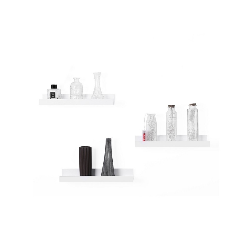 Set of 3 SHELFY Wall-Mounted Shelves, White