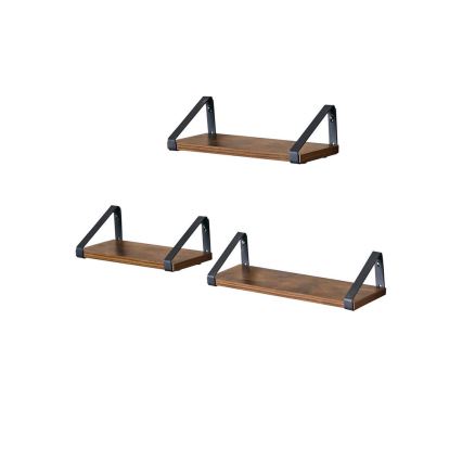 Set of 3 SHELFY Wall Shelves, Brown/Black