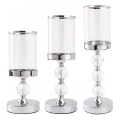 Set of 3 Shiny Chrome Candle Holders