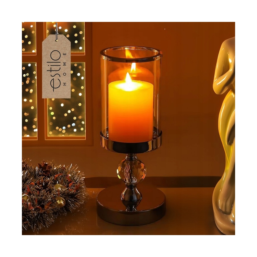 Set of 3 Shiny Chrome Candle Holders