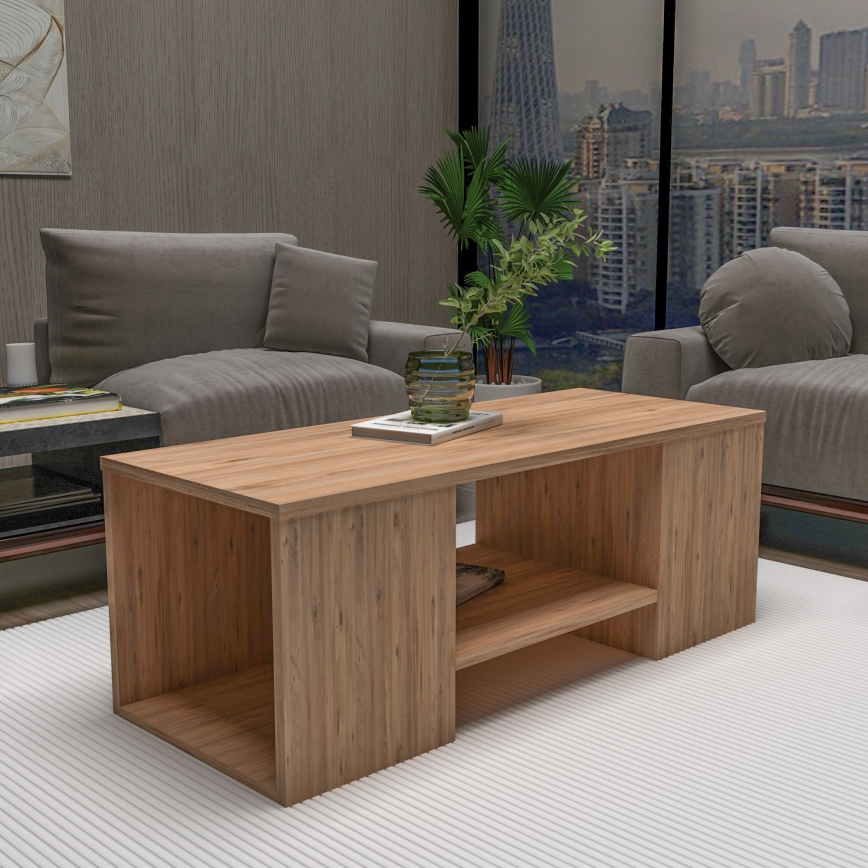 Set of 3 SOLIS coffee tables 45/45/100x30/30/40 cm beige/spruce