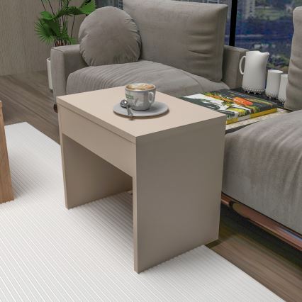Set of 3 SOLIS coffee tables 45/45/100x30/30/40 cm beige/spruce