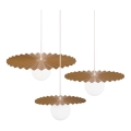 Set of 3 SUNPLISS cable-hung pendant lights, 1x G9/10W/230V, gold/cream