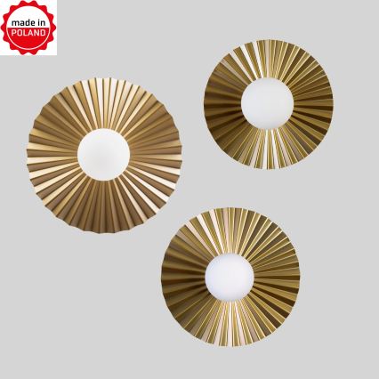 Set of 3 SUNPLISS cable-hung pendant lights, 1x G9/10W/230V, gold/cream