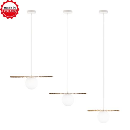 Set of 3 SUNPLISS cable-hung pendant lights, 1x G9/10W/230V, gold/cream