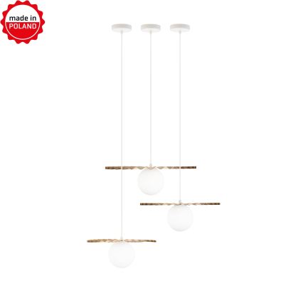 Set of 3 SUNPLISS cable-hung pendant lights, 1x G9/10W/230V, gold/cream