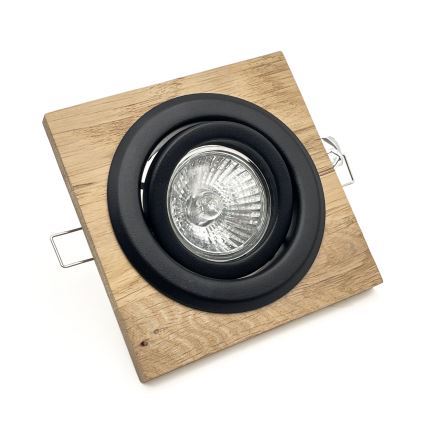 Set of 3 TOBBY recessed downlights, 1 x GU10 / 20W / 230V, 11.5 x 11.5 cm, oak/black