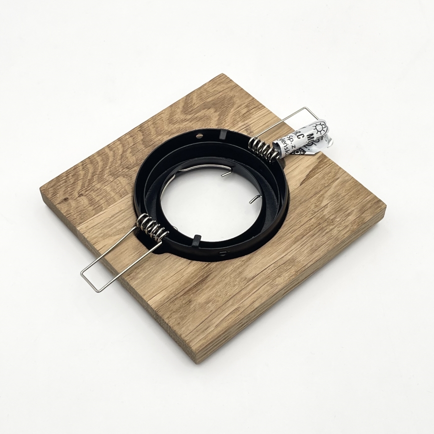 Set of 3 TOBBY recessed downlights, 1 x GU10 / 20W / 230V, 11.5 x 11.5 cm, oak/black