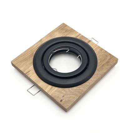 Set of 3 TOBBY recessed downlights, 1 x GU10 / 20W / 230V, 11.5 x 11.5 cm, oak/black