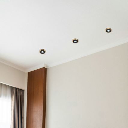 Set of 3 TOBBY recessed downlights, 1x GU10/20W/230V, dia. 11,5 cm, oak/black