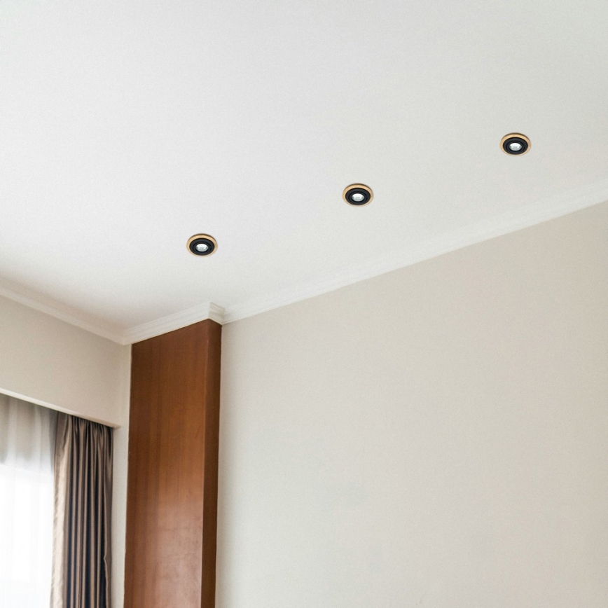 Set of 3 TOBBY recessed downlights, 1x GU10/20W/230V, dia. 11,5 cm, oak/black