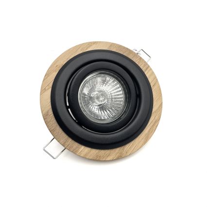 Set of 3 TOBBY recessed downlights, 1x GU10/20W/230V, dia. 11,5 cm, oak/black