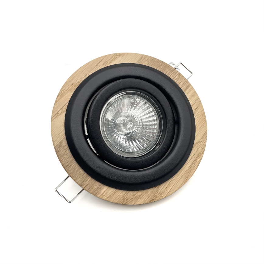 Set of 3 TOBBY recessed downlights, 1x GU10/20W/230V, dia. 11,5 cm, oak/black