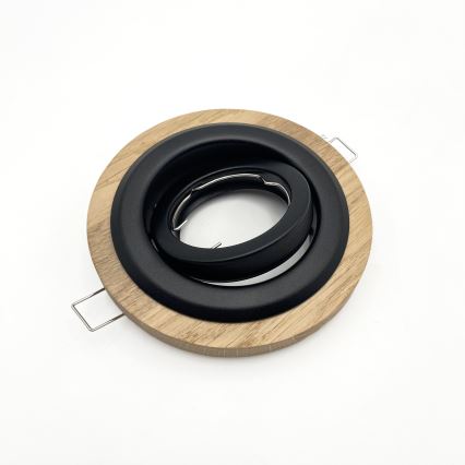 Set of 3 TOBBY recessed downlights, 1x GU10/20W/230V, dia. 11,5 cm, oak/black