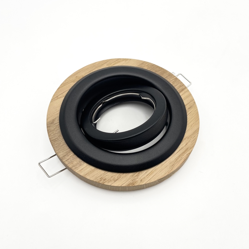 Set of 3 TOBBY recessed downlights, 1x GU10/20W/230V, dia. 11,5 cm, oak/black