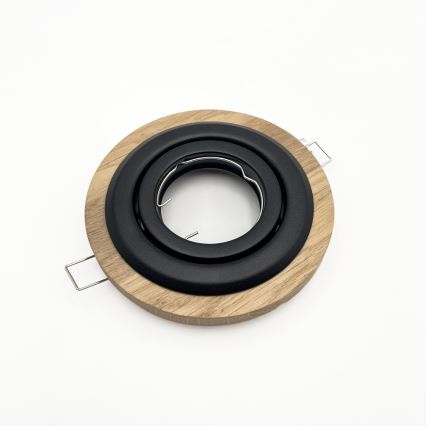 Set of 3 TOBBY recessed downlights, 1x GU10/20W/230V, dia. 11,5 cm, oak/black