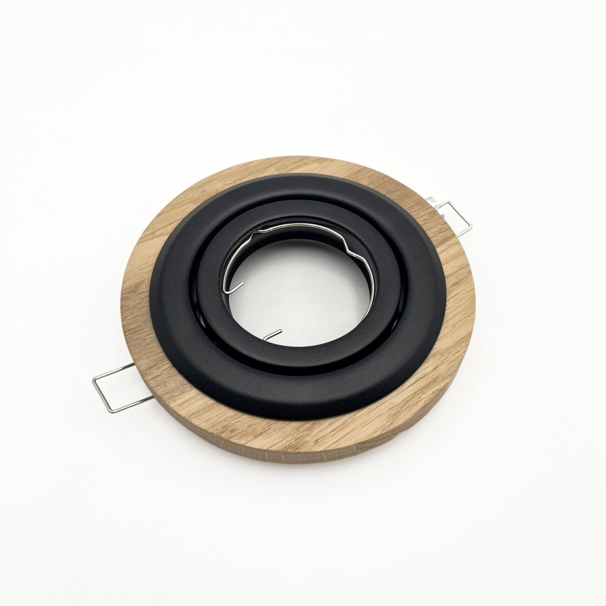 Set of 3 TOBBY recessed downlights, 1x GU10/20W/230V, dia. 11,5 cm, oak/black