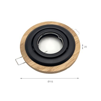 Set of 3 TOBBY recessed downlights, 1x GU10/20W/230V, dia. 11,5 cm, oak/black