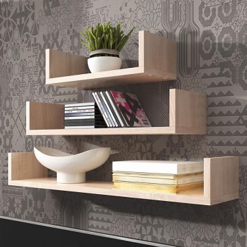 Set of 3 TRIO Wall Shelves 40/60/80x11x18 cm Sonoma oak