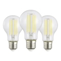 Set of 3 VINTAGE A60 LED Bulbs, E27/7.2W/230V, 2700K - Eglo 110438