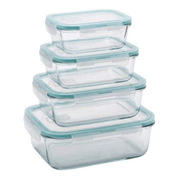 Set of 4 Clear/Mint Food Storage Containers