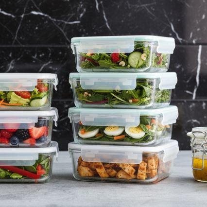 Set of 4 Clear/Mint Food Storage Containers