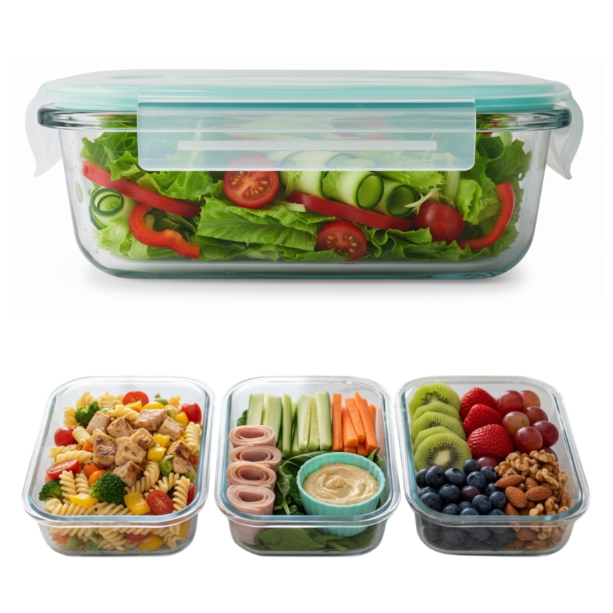 Set of 4 Clear/Mint Food Storage Containers