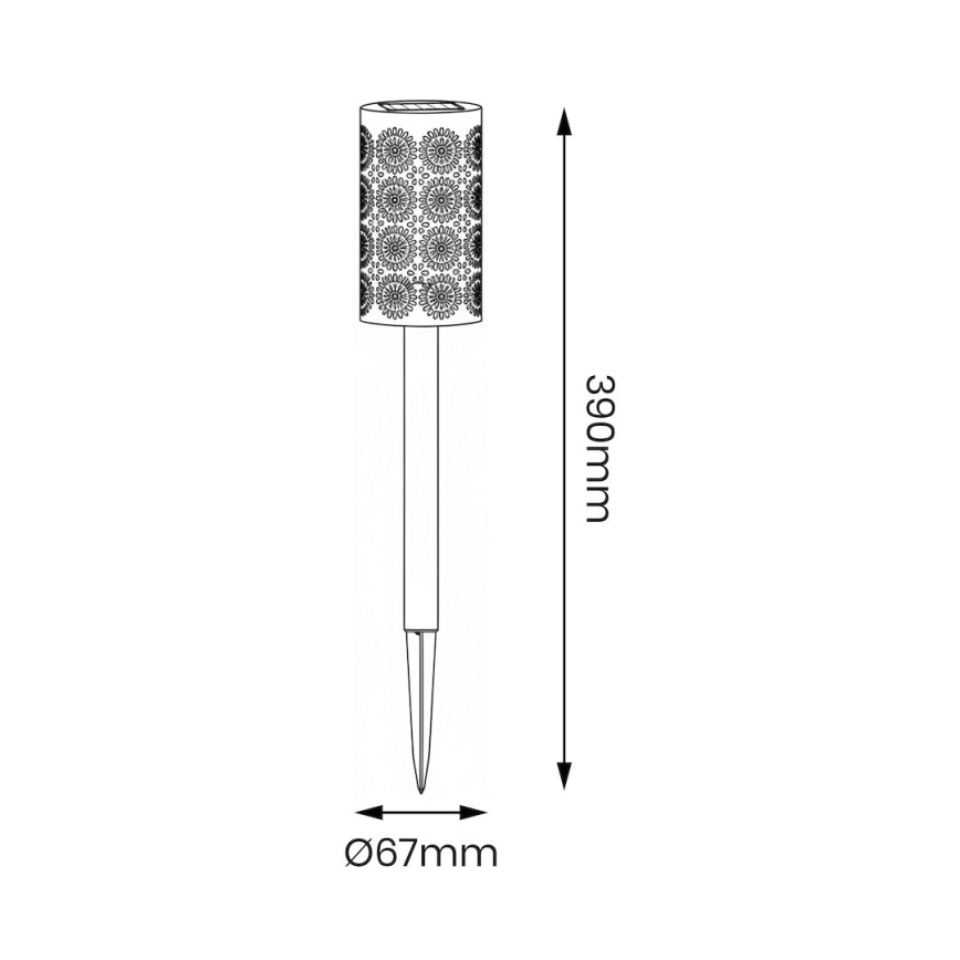 Set of 4 DECOR LED solar lamps, LED/1.2 V, 150 mAh, 3000 K, 39 cm, IP44, black