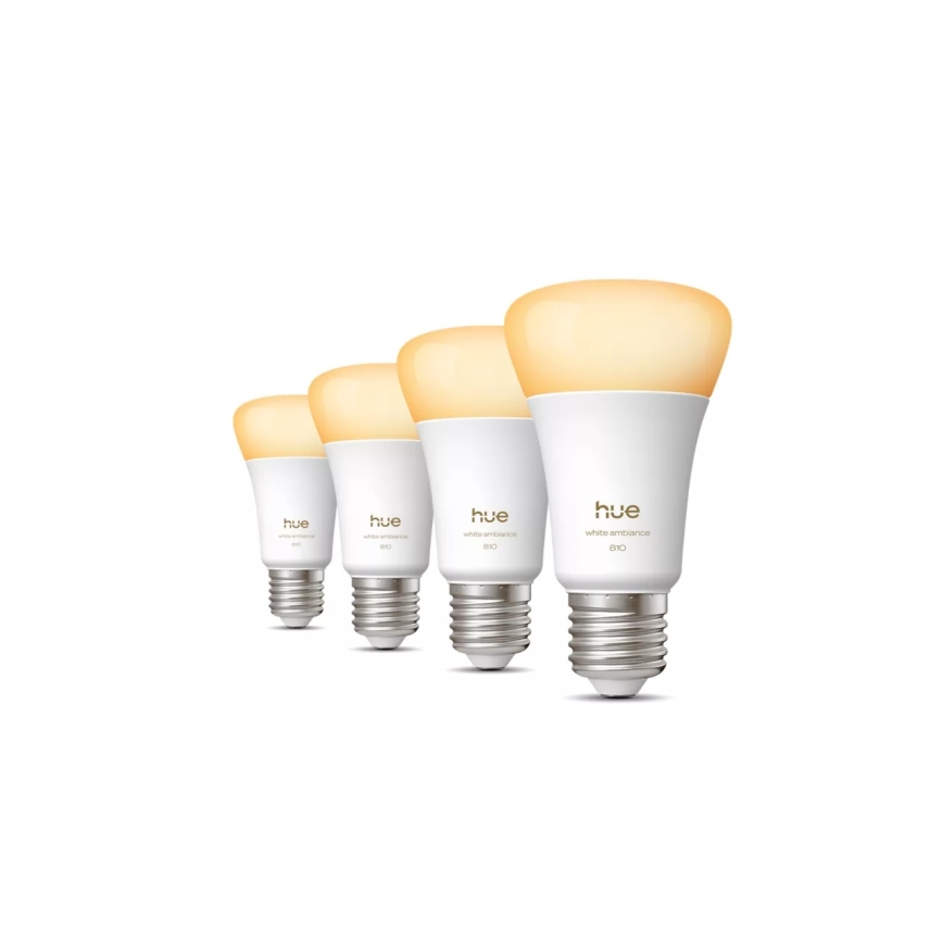 Set of 4 Dimmable Philips Hue WHITE AMBIANCE LED Bulbs E27/6W/230V 1000-20000K