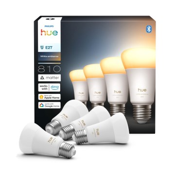Set of 4 Dimmable Philips Hue WHITE AMBIANCE LED Bulbs E27/6W/230V 1000-20000K