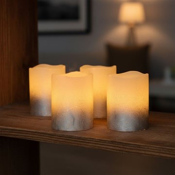 Set of 4 LED candles in natural wax LED/1xCR2032 warm white