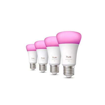 Set of 4 Dimmable Philips Hue White and Color Ambiance LED Bulbs E27/6W/230V 1000-20000K