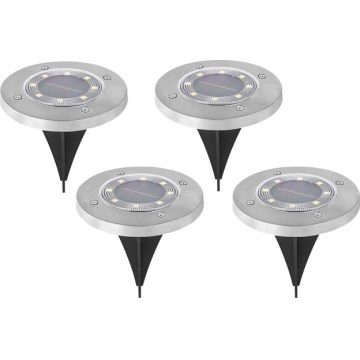 Set of 4 LED solar lamps with sensor CLAVO LED/1xAAA 4000K IP44 300 mAh
