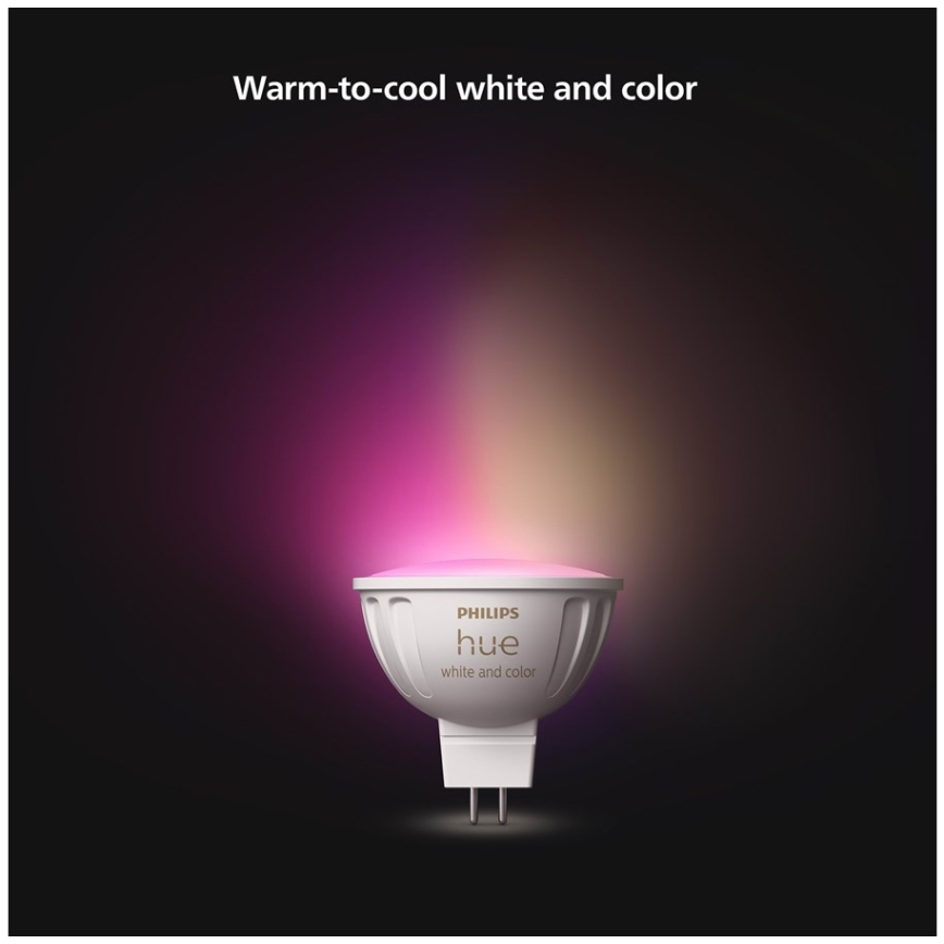 Set of 4 LED RGBW Dimmable Bulbs Philips Hue White and Color Ambiance GU5.3/MR16/6.3W/12V 2000-6500K